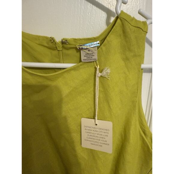 Magaschoni Linen Maxi Dress, Chartreuse, Women's Size 4, NWT - Picture 3 of 6